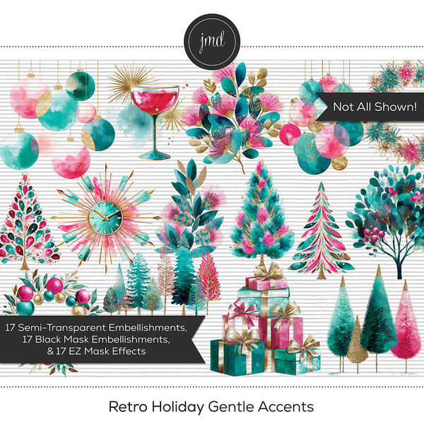 Retro Holiday Gentle Accents Digital Art - Digital Scrapbooking Kits