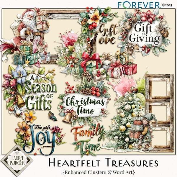 Heartfelt Treasures Digital Art - Digital Scrapbooking Kits