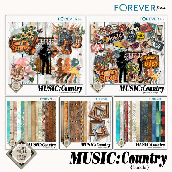 Music-Country Bundle Digital Art - Digital Scrapbooking Kits
