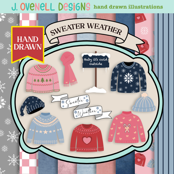 Sweater Weather Digital Art - Digital Scrapbooking Kits