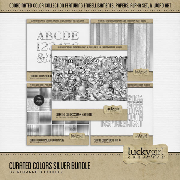 Curated Colors Silver Bundle Digital Art - Digital Scrapbooking Kits