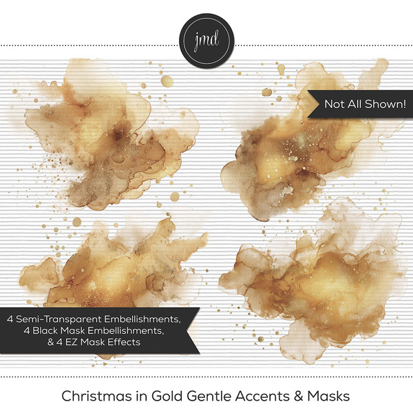 Christmas in Gold Gentle Accents & Masks Digital Art - Digital Scrapbooking Kits