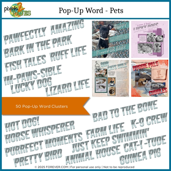 Pop-Up Words - Pets Digital Art - Digital Scrapbooking Kits