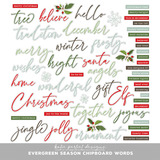 Vintage Evergreen Season Chipboard Words