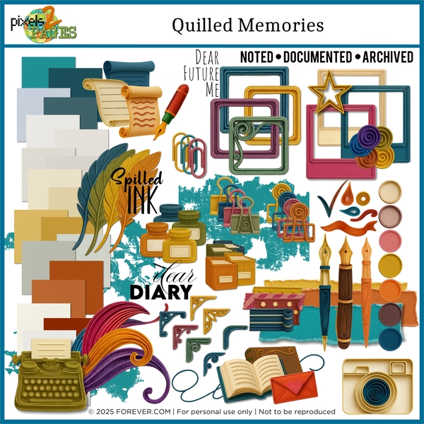 Quilled Memories Digital Art - Digital Scrapbooking Kits
