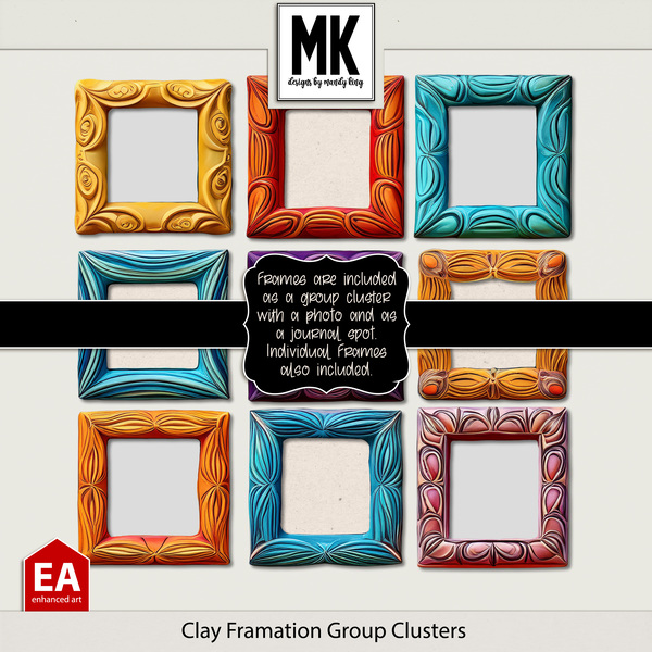 Clay Framation Group Clusters Digital Art - Digital Scrapbooking Kits