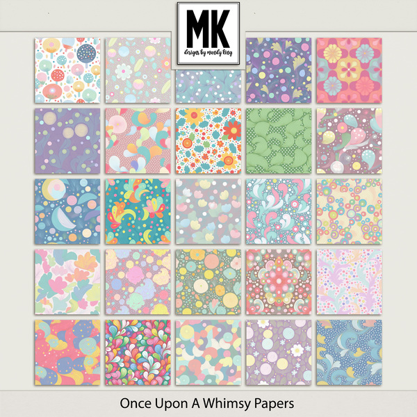 Once Upon A Whimsy Papers Digital Art - Digital Scrapbooking Kits