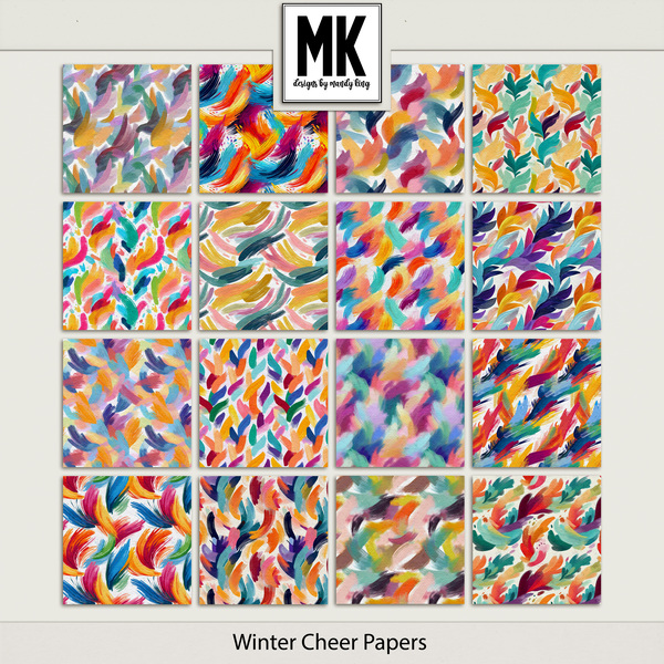 Winter Cheer Papers Digital Art - Digital Scrapbooking Kits