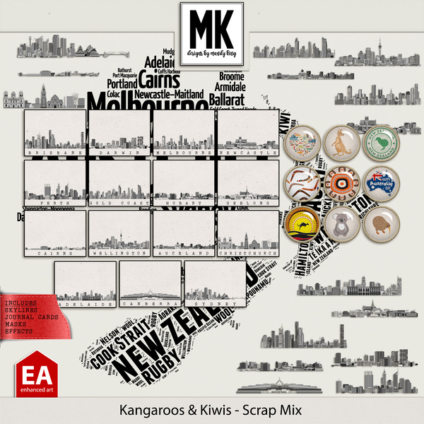 Kangaroos & Kiwis - Scrap Mix Digital Art - Digital Scrapbooking Kits