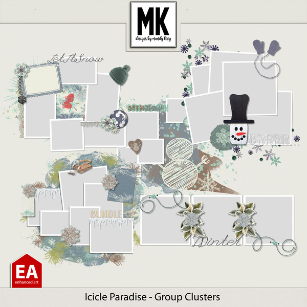 Icicle Paradise - Group Clusters Digital Art - Digital Scrapbooking Kits