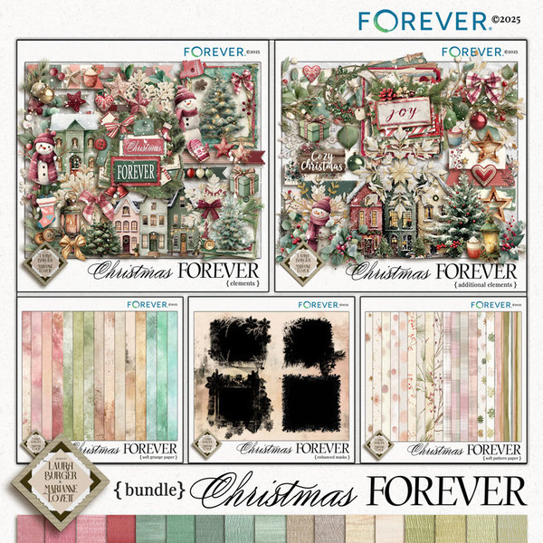 Christmas Forever Bundle Digital Art - Digital Scrapbooking Kits