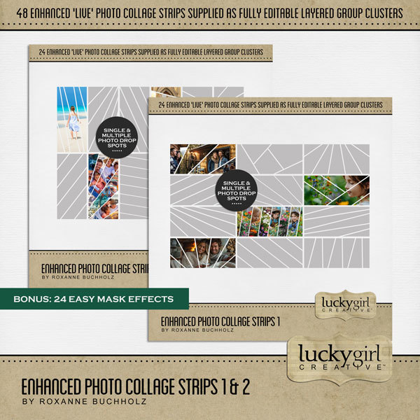 Enhanced Photo Collage Strips 1 & 2 Digital Art - Digital Scrapbooking Kits
