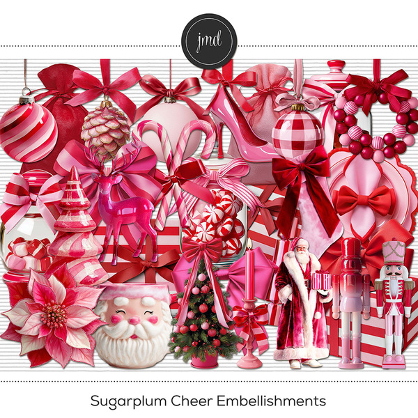 Sugarplum Cheer Embellishments Digital Art - Digital Scrapbooking Kits