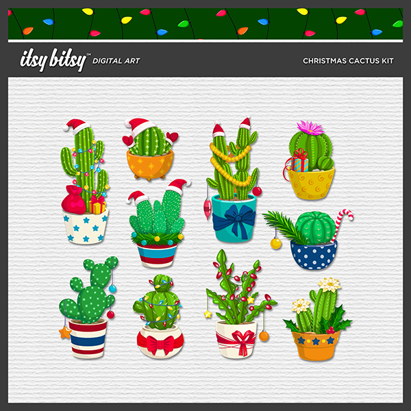 Holiday Cactus Kit Digital Art - Digital Scrapbooking Kits
