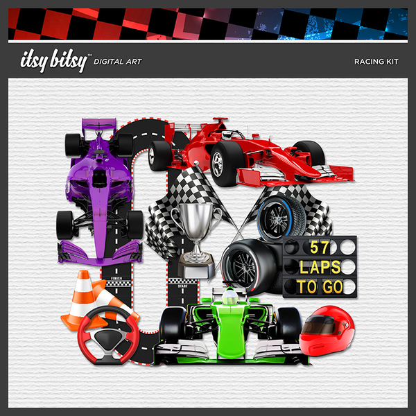 Racing Kit Digital Art - Digital Scrapbooking Kits