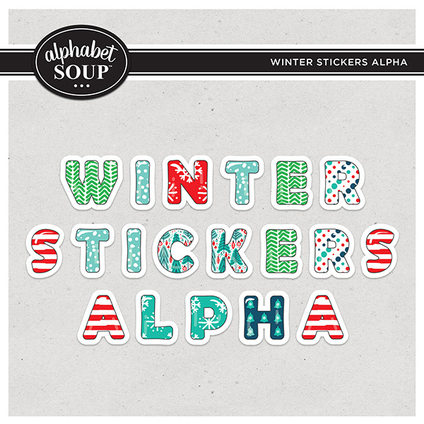 Winter Stickers Alpha Digital Art - Digital Scrapbooking Kits