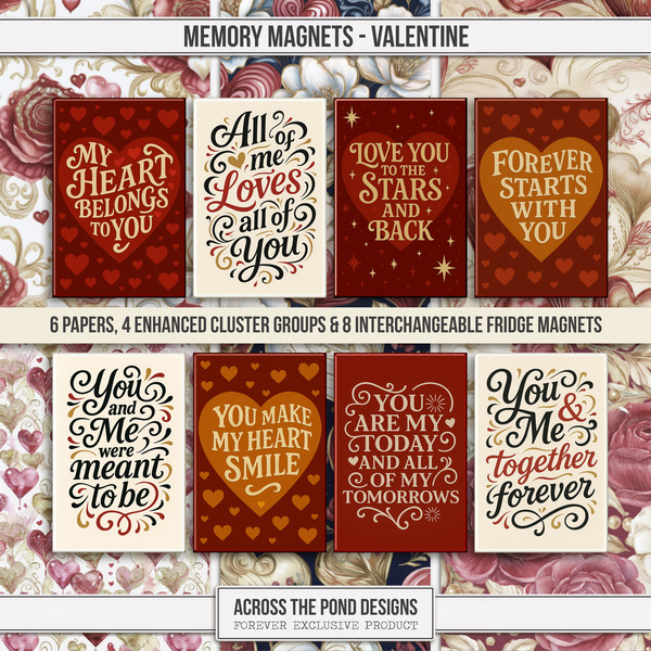 Memory Magnets - Valentine Digital Art - Digital Scrapbooking Kits