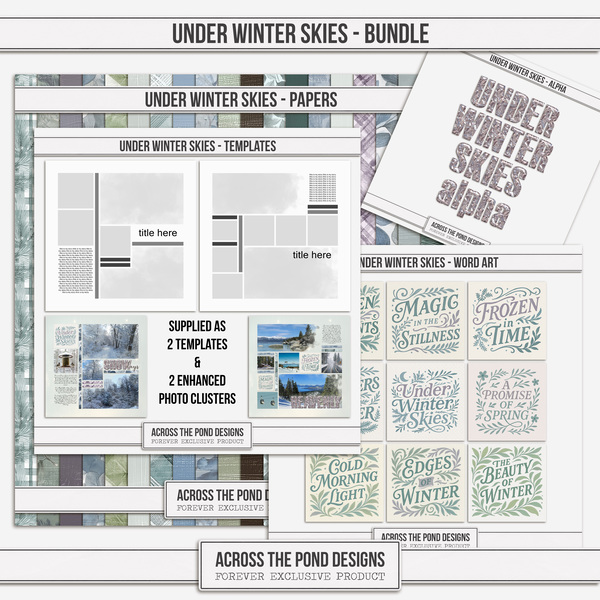 Under Winter Skies Bundle Digital Art - Digital Scrapbooking Kits