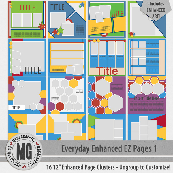Everyday Enhanced EZ Pages 1 Digital Art - Digital Scrapbooking Kits