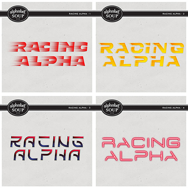 Racing Alpha Bundle Digital Art - Digital Scrapbooking Kits