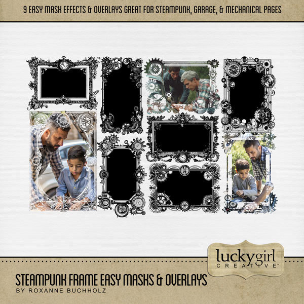 Steampunk Frame Easy Masks & Overlays Digital Art - Digital Scrapbooking Kits