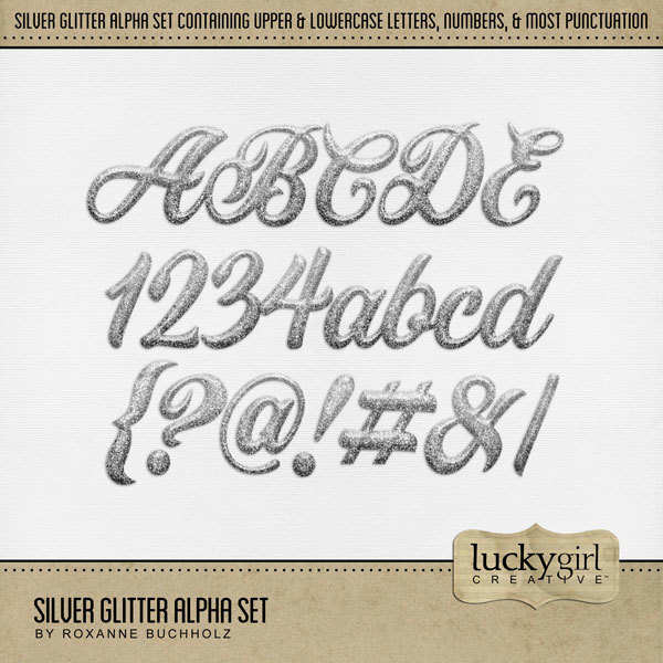 Silver Glitter Alpha Set Digital Art - Digital Scrapbooking Kits