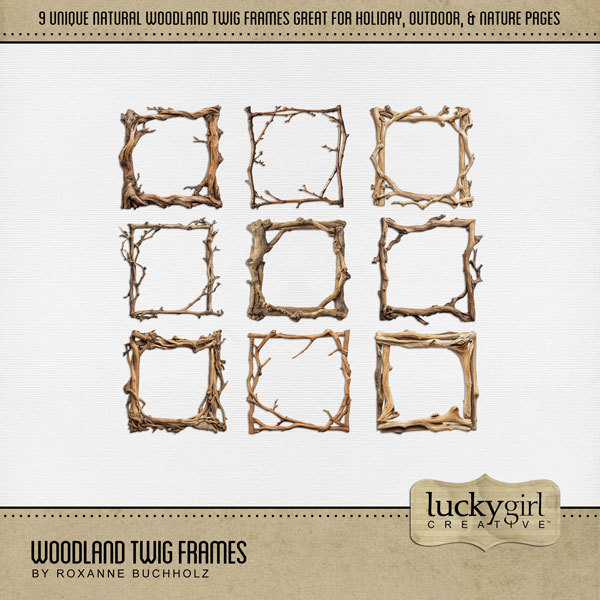 Woodland Twig Frames Digital Art - Digital Scrapbooking Kits