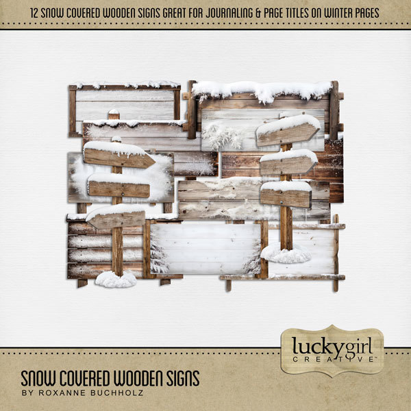 Snow Covered Wooden Signs Digital Art - Digital Scrapbooking Kits