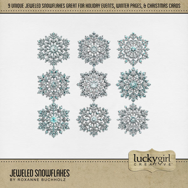 Jeweled Snowflakes Digital Art - Digital Scrapbooking Kits