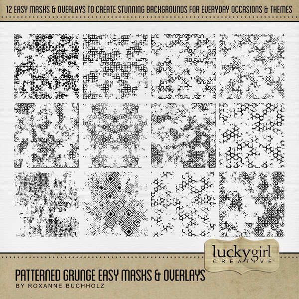 Patterned Grunge Easy Masks & Overlays Digital Art - Digital Scrapbooking Kits