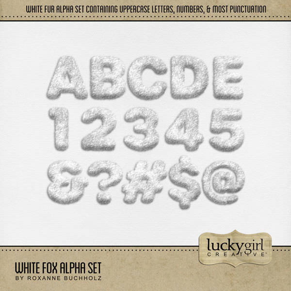 White Fox Alpha Set Digital Art - Digital Scrapbooking Kits