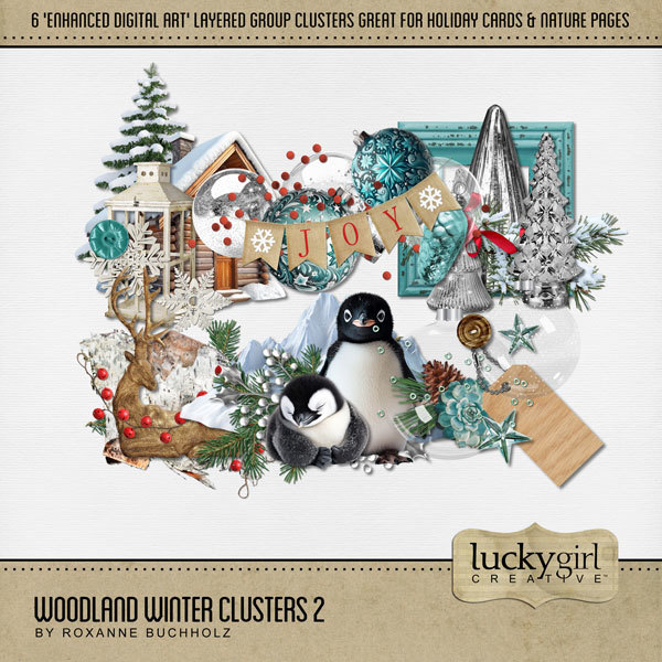 Woodland Winter Clusters 2 Digital Art - Digital Scrapbooking Kits