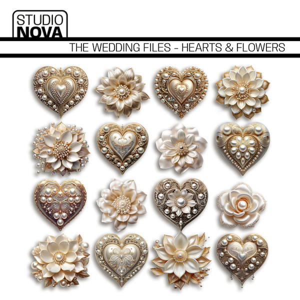 The Wedding Files - Hearts & Flowers Digital Art - Digital Scrapbooking Kits
