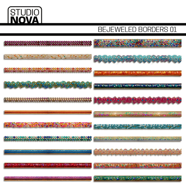 Bejeweled Borders 01 Digital Art - Digital Scrapbooking Kits