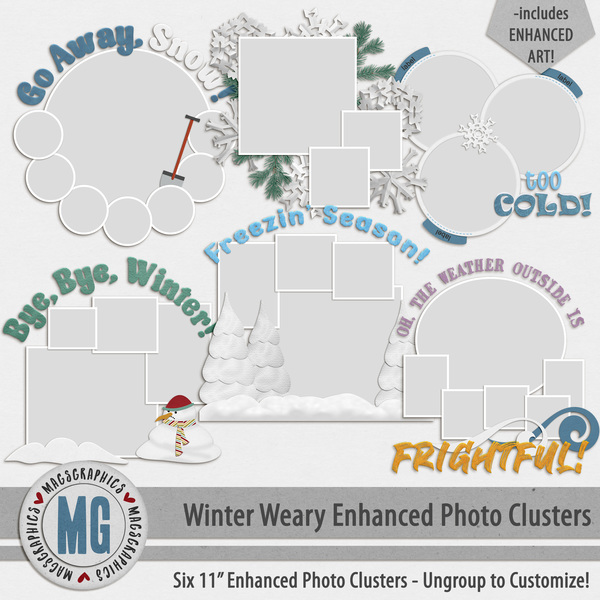 Winter Weary Enhanced Photo Clusters Digital Art - Digital Scrapbooking Kits