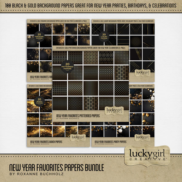 New Year Favorites Papers Bundle Digital Art - Digital Scrapbooking Kits