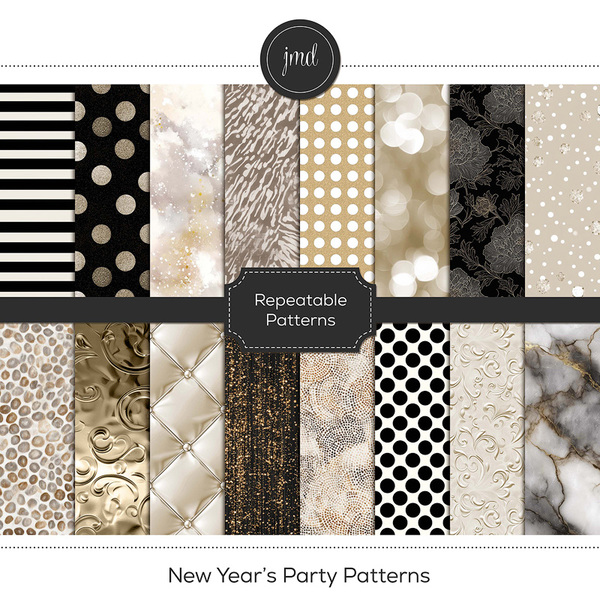 New Year's Party Patterns Digital Art - Digital Scrapbooking Kits