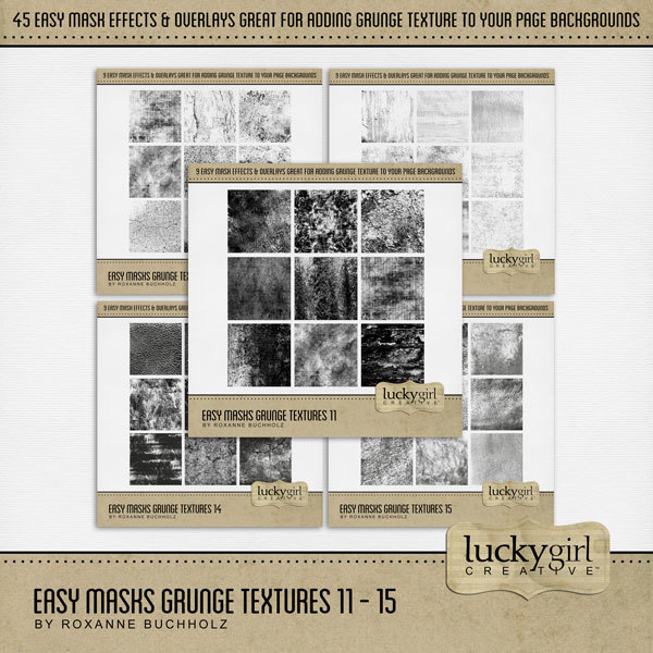 Easy Masks Grunge Textures 11 - 15 Digital Art - Digital Scrapbooking Kits