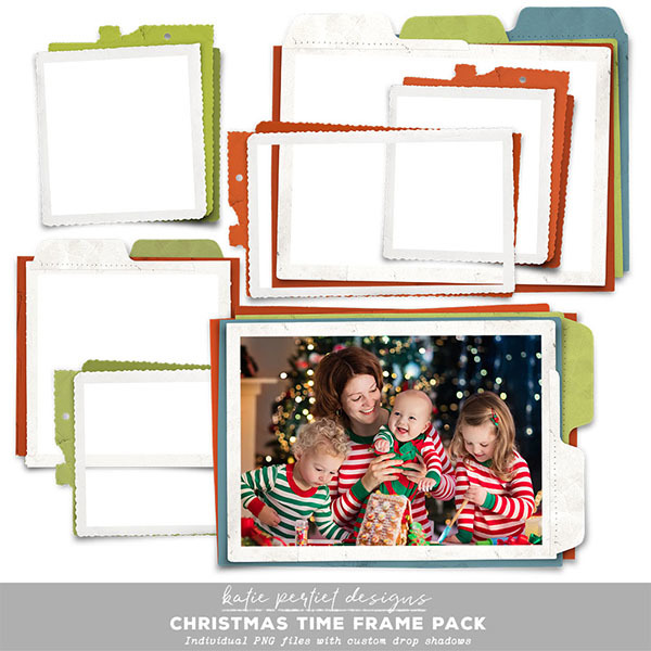 Christmas Time Frame Pack Digital Art - Digital Scrapbooking Kits