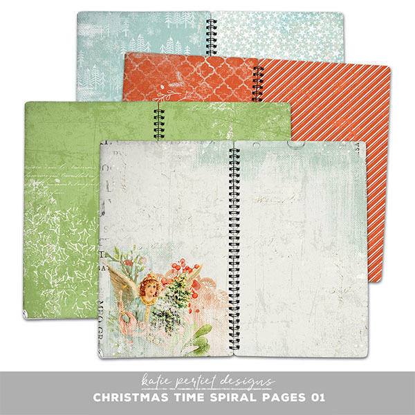 Christmas Time Spiral Pages 01 Digital Art - Digital Scrapbooking Kits