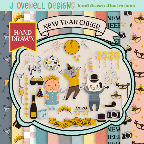 New Year Cheer Digital Art - Digital Scrapbooking Kits