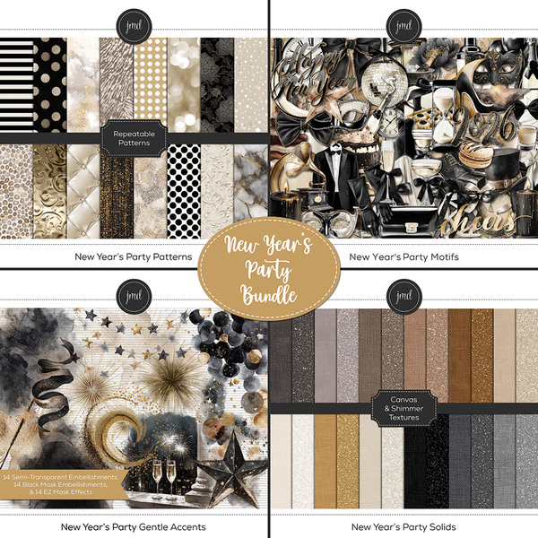 New Year's Party Bundle Digital Art - Digital Scrapbooking Kits