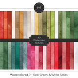 Watercolored 2 - Red, Green, & White Solid Paper Bundle