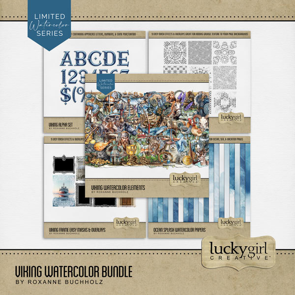 Viking Watercolor Bundle Digital Art - Digital Scrapbooking Kits