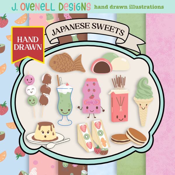 Japanese Sweets Digital Art - Digital Scrapbooking Kits