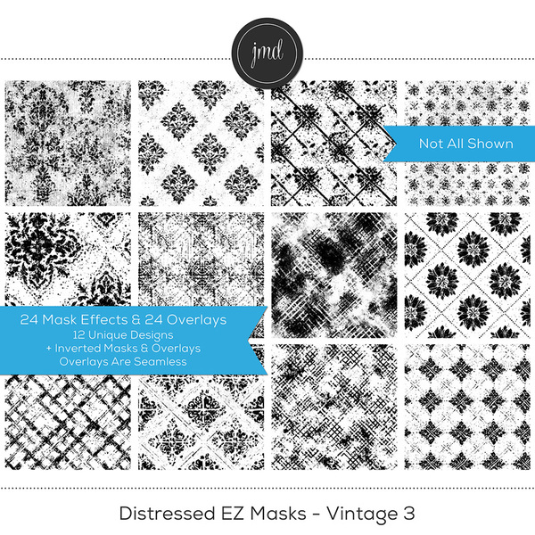 Distressed EZ Masks - Vintage 3 Digital Art - Digital Scrapbooking Kits