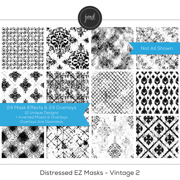 Distressed EZ Masks - Vintage 2 Digital Art - Digital Scrapbooking Kits