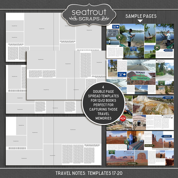 Travel Notes Templates 17-20 Digital Art - Digital Scrapbooking Kits
