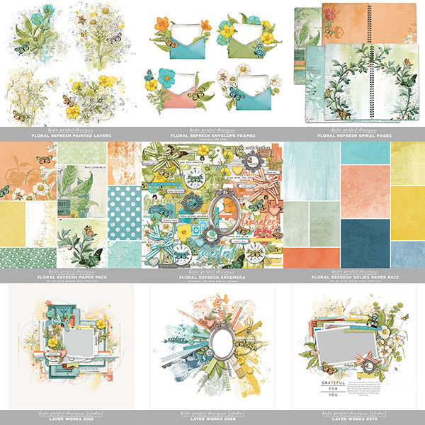 Floral Refresh Scrapbook Bundle Digital Art - Digital Scrapbooking Kits
