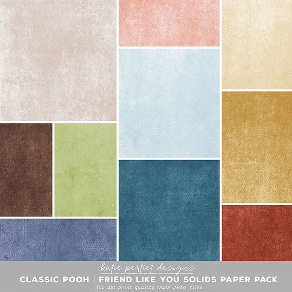 Classic Pooh Friend Like You Solids Paper Pack Digital Art - Digital Scrapbooking Kits